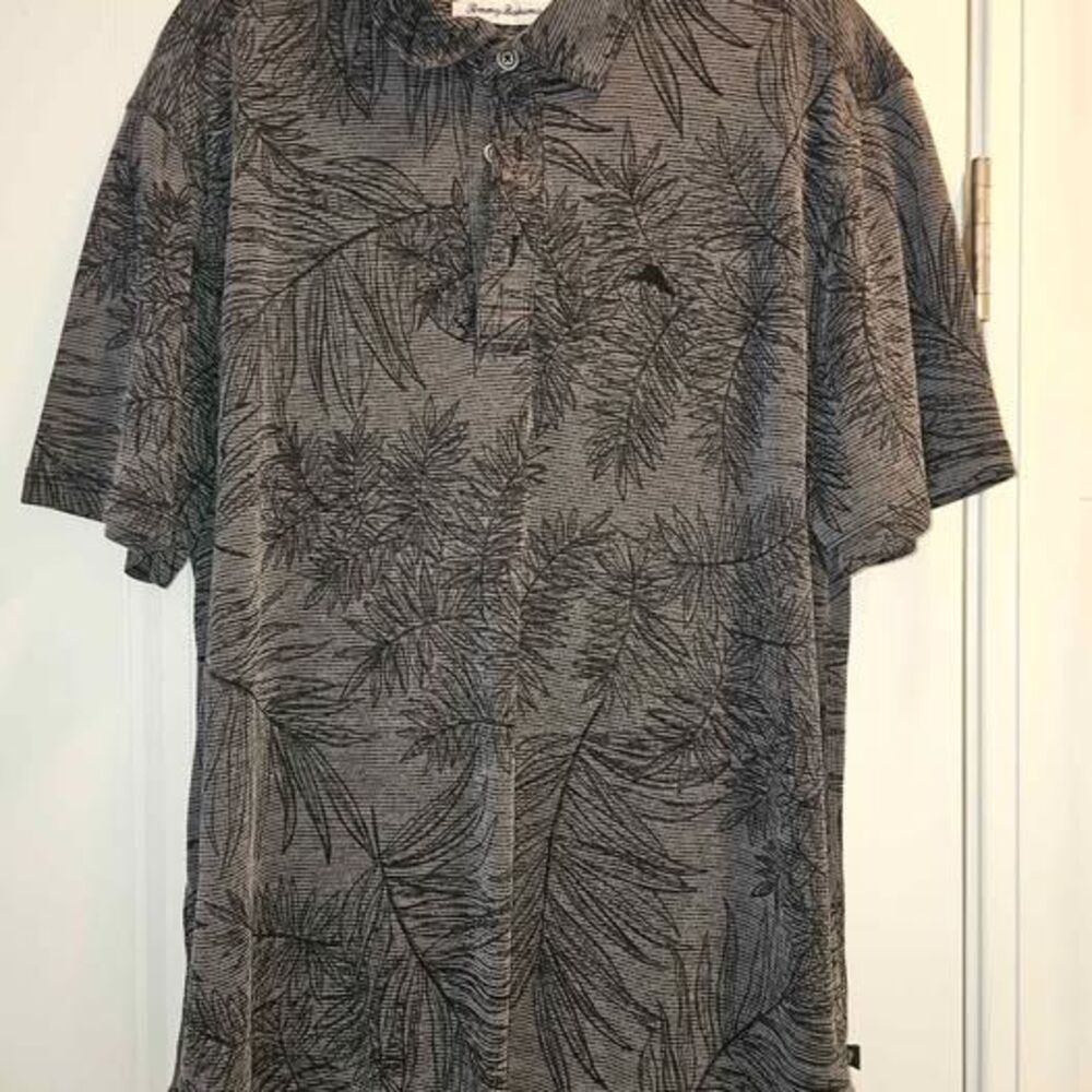 Tommy Bahama Large Palm Leaf Print Polo Shirt